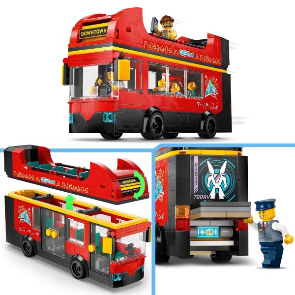 Klocki Lego City 60407 Czerwony piętrowy autokar, zabawki Nino Bochnia, pomysł na prezent dla 6 latka, czerwony piętrowy autobus