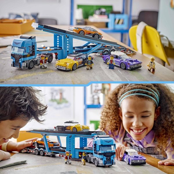 Klocki Lego City 60408 Laweta z samochodami sportowymi, zabawki Nino Bochnia, pomysł na prezent dla 6 latka, laweta z lego city