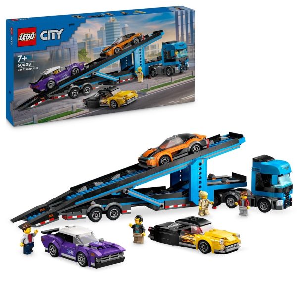 Klocki Lego City 60408 Laweta z samochodami sportowymi, zabawki Nino Bochnia, pomysł na prezent dla 6 latka, laweta z lego city
