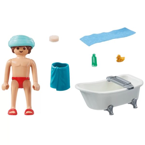 playmobil special plus 71167 mężczyzna w wannie, zabawki Nino Bochnia, pomysł na prezent dla 6 latka, figurka chłopca kąpiącego się w wannie