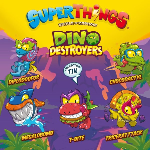 Magic Box super Things dino destroyers metalowa puszka 5 figurek, zabawki Nino Bochnia, pomysł na prezent dla 5 latka, super things dino figurki do kolekcjonowania