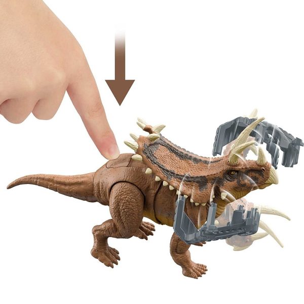 Mattel Jurassic world dinozaur pentaceratops Hcm05, zabawki Nino Bochnia, pomysł na prezent dla 5 latka, co kupić fanowi dinozaurów, duży ruchomy dinozaur