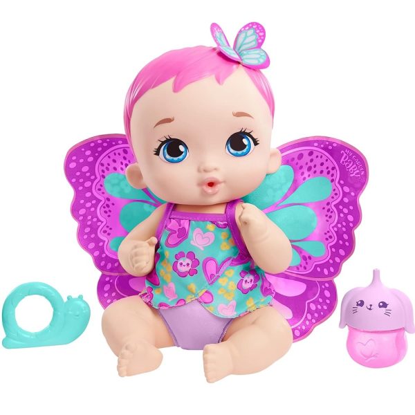 Mattel My Garden Baby lalka bobas motylek różowa Gyp10, zabawki Nino bochnia, pomysł na prezent dla 4 latki, lalka bobasek do karmienia buteleczką