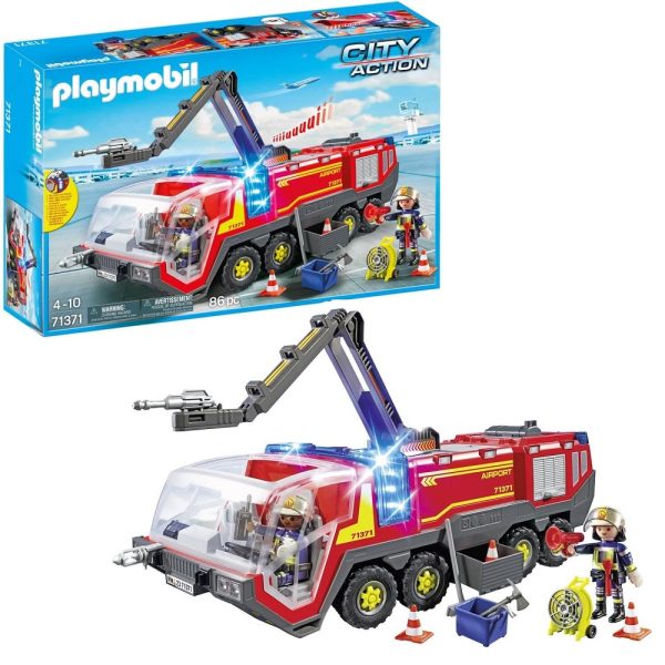 Playmobil city action 71371 pojazd strażacki na lotnisku ze światłem i dźwiękiem, zabawki Nino Bochnia, pomysł na prezent dla 5 latka, straż pożarna , co kupić 4 latkowi na urodziny