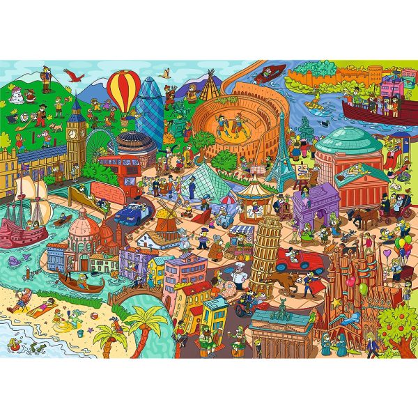 Trefl puzzle 500 el spy guy lost items Europa 37481, zabawki Nino Bochnia, pomysł na prezent dla 9 latki, puzzle z poszukiwaniem różnic