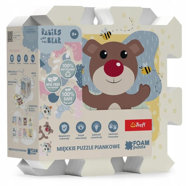 Trefl układanka puzzlo pianka puzzle piankowe mata Bobaski i Miś 61615, zabawki Nino Bochnia, pomysł na prezent dla maluszka, mata na podłogę dla niemowlaka