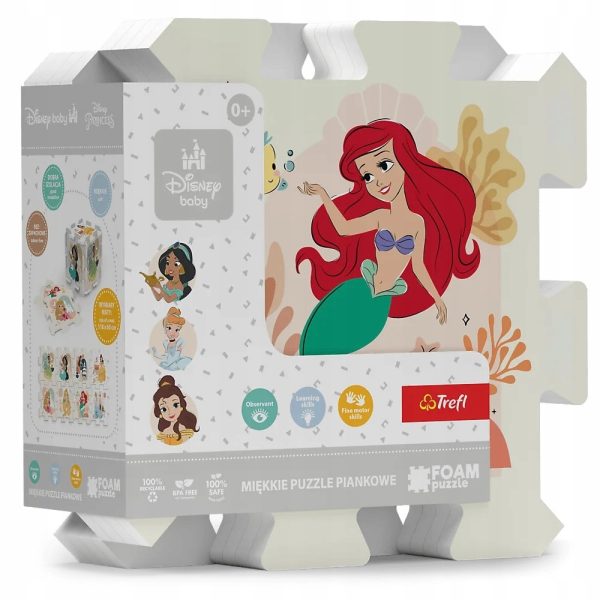 Trefl układanka puzzlo pianka puzzle piankowe mata disney Księżniczki 61605, zabawki Nino Bochnia, pomysł na prezent dla maluszka, mata na podłogę dla niemowlaka