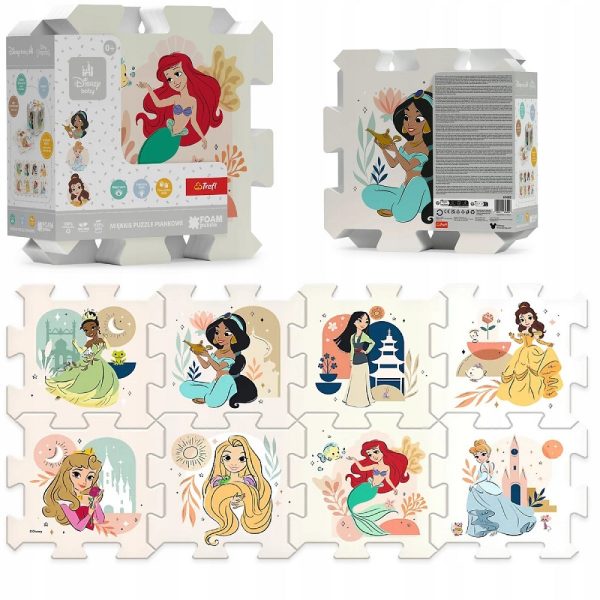 Trefl układanka puzzlo pianka puzzle piankowe mata disney Księżniczki 61605, zabawki Nino Bochnia, pomysł na prezent dla maluszka, mata na podłogę dla niemowlaka