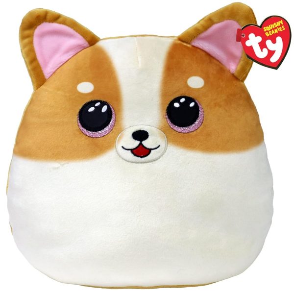 maskotka poduszka squish a boos ty piesek Tanner 22 cm, pluszak poduszka, podusia piesek, piesek do przytulania jak squishmallow