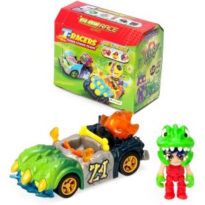 Magic box t-racers Glow Race samochód z figurką, zabawki Nino Bochnia, pomysł na prezent dla 5 latka, pojazd t racers, fajna zabawka dla chłopca 4 letniego, samochód świeci w ciemności