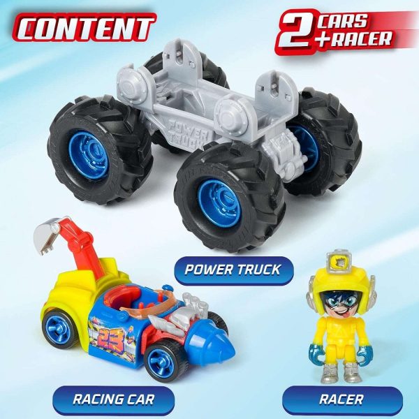 Magic box t-racers Power Trucks Turbo Digger pojazd 2w1, zabawki Nino Bochnia, pomysł na prezent dla 5 latka, t racers samochodzik z figurką