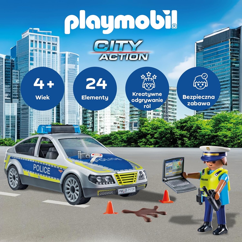 Playmobil Action Heroes 71729 Radiowóz policyjny, zabawki Nino Bochnia, pomysł na prezent dla 5 latka, samochód policyjny z światłem i dźwiękiem, zabawki Nino Bochnia, pomysł na prezent dla 4 latka