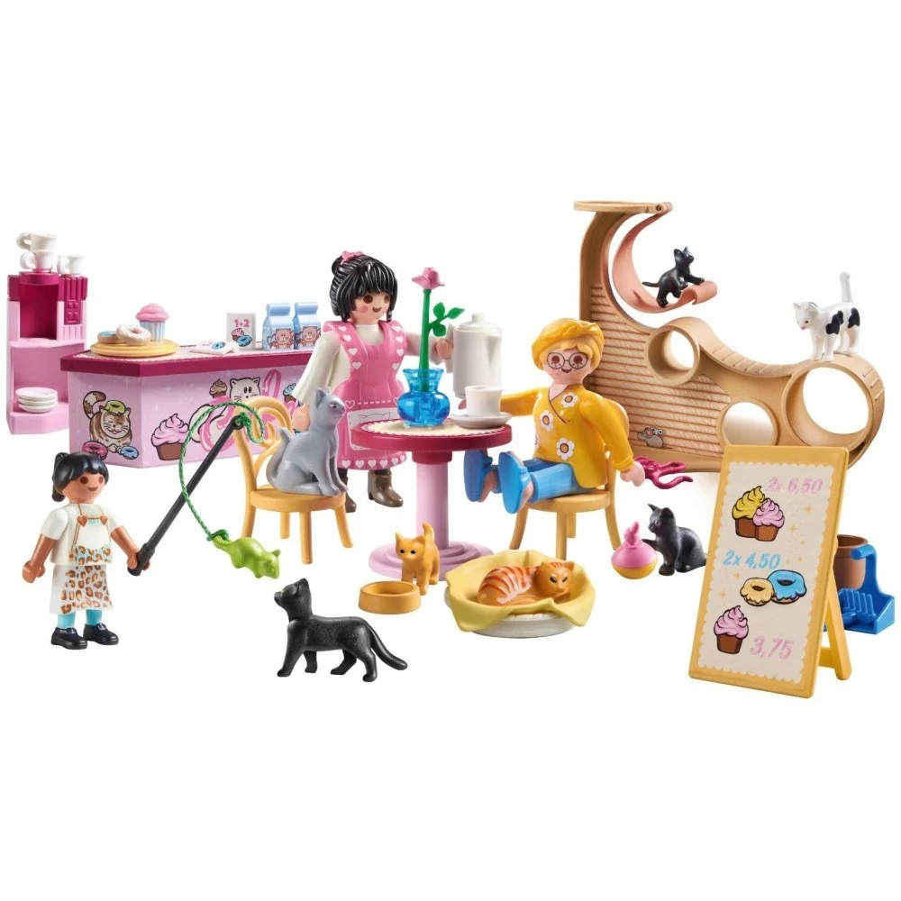 Playmobil My Life 71744 Kocia kawiarnia, zabawki nino Bochnia, pomysł na prezent dla 5 latki, zestaw z kotami, playmobil kocia kawiarnia