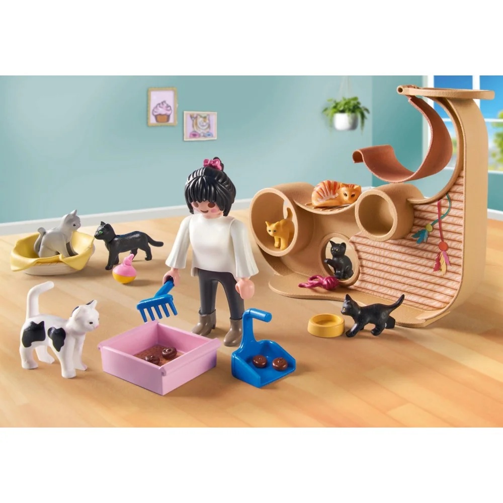 Playmobil My Life 71744 Kocia kawiarnia, zabawki nino Bochnia, pomysł na prezent dla 5 latki, zestaw z kotami, playmobil kocia kawiarnia