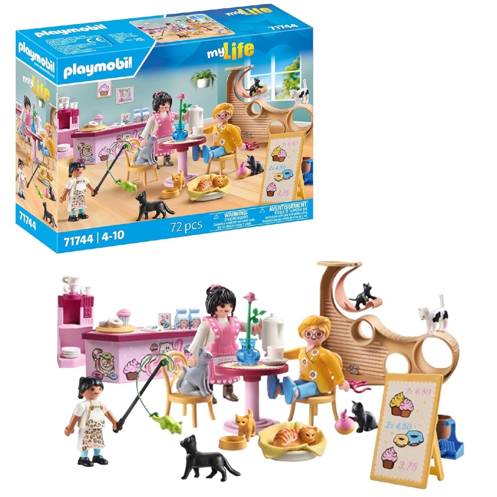 Playmobil My Life 71744 Kocia kawiarnia, zabawki nino Bochnia, pomysł na prezent dla 5 latki, zestaw z kotami, playmobil kocia kawiarnia