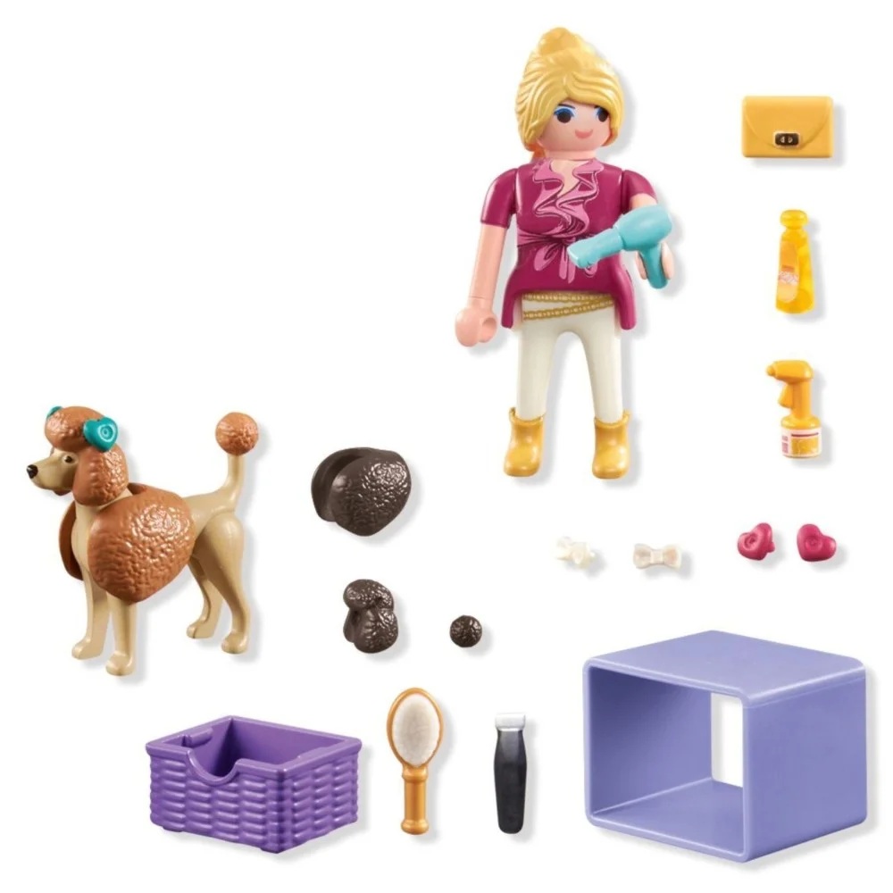 Playmobil My Life 71747 Pielęgnacja psów, zabawki Nino Bochnia, pomysł na prezent dla 5 latki, zabawa z pieskiem