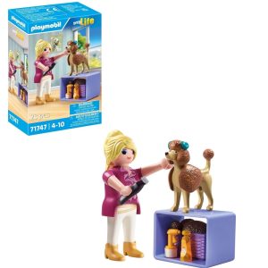 Playmobil My Life 71747 Pielęgnacja psów, zabawki Nino Bochnia, pomysł na prezent dla 5 latki, zabawa z pieskiem