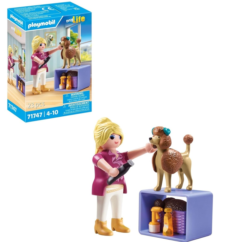 Playmobil My Life 71747 Pielęgnacja psów, zabawki Nino Bochnia, pomysł na prezent dla 5 latki, zabawa z pieskiem