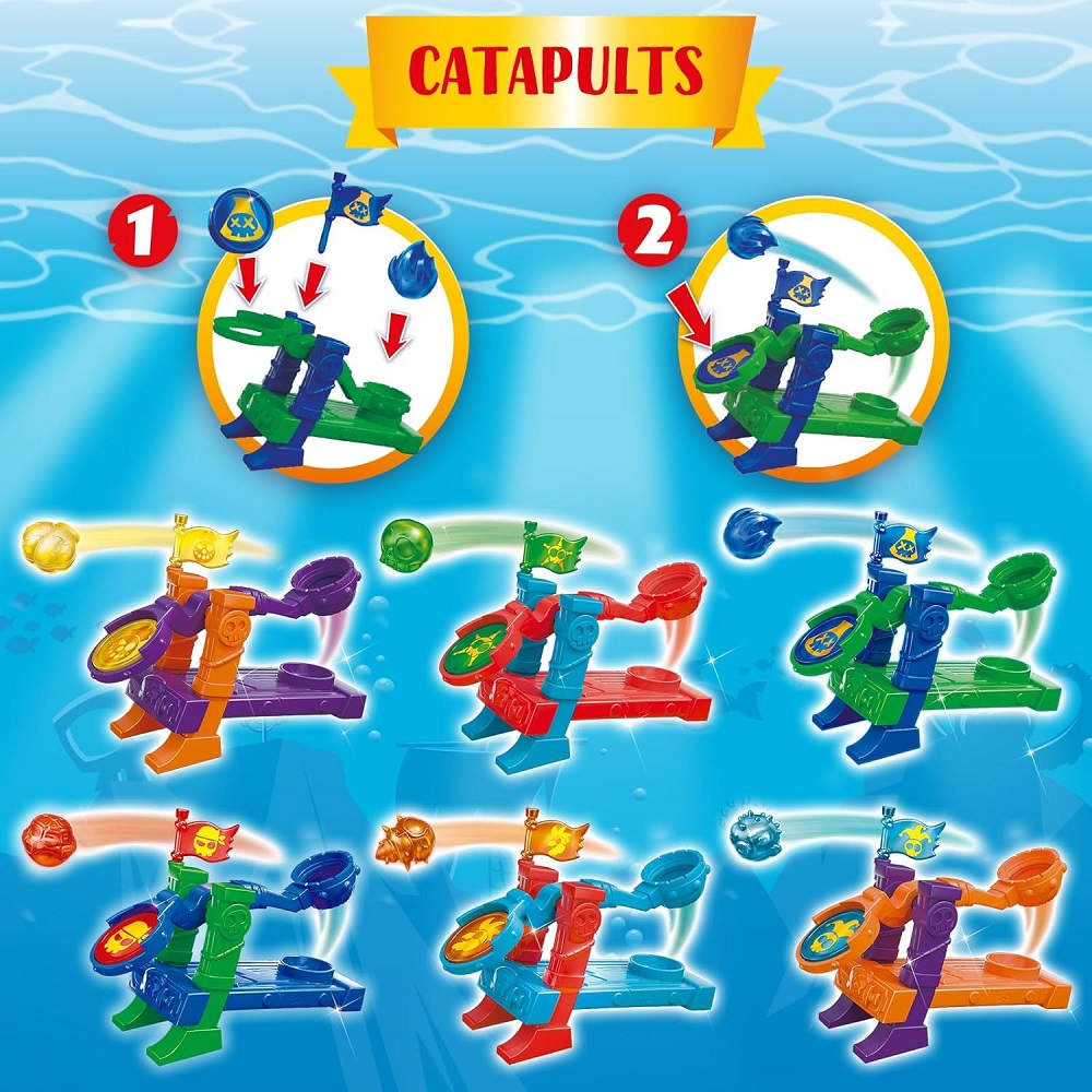 Magic Box Piratix Shark Treasure Captain Pack, zabawki nino Bochnia, pomysł na prezent dla 4 latka, piratix zestaw 4 figurek pojazd i katapulta