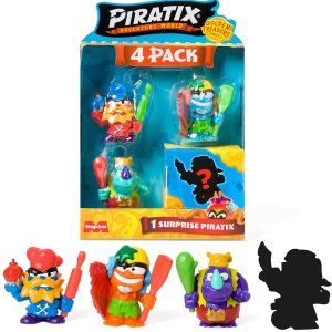 Magic Box Piratix Shark Treasure figurki 4 pack, zabawki Nino Bochnia, pomysł na prezent dla 4 latka, figurki Piratix z efektem kryształu, piratix zestaw 4 figurek