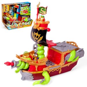 Magic Box Piratix Zestaw Kraken Ship Statek piracki Krakena figurki, zabawki Nino Bochnia, pomysł na prezent dla 4 latka, duży statek piracki z akcesoriami,