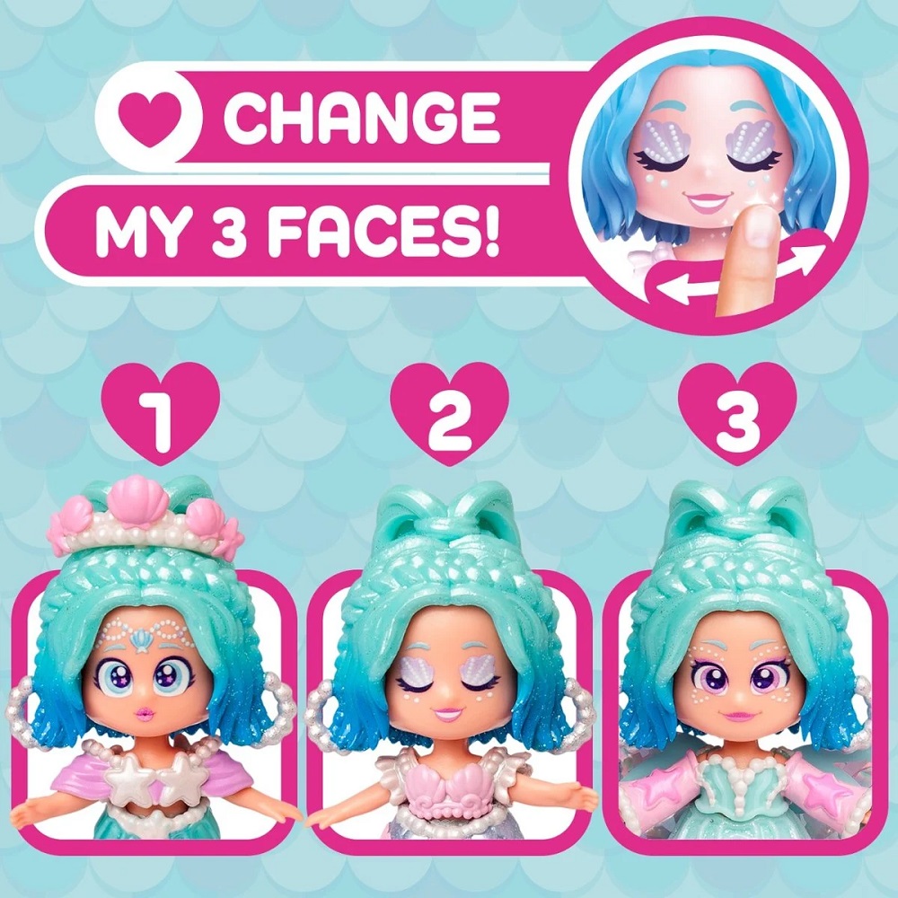 Magicbox Kookyloos Fairytale Mix Match lalka Pearl ubranka, zabawki Nino Bochnia, pomysł na prezent dla 4 latki, laleczka zmieniająca wyraz twarzy, laleczka syrenka, laleczka wróżka