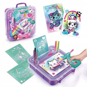 Epee Koci Domek Gabi Walizeczka kociej artystki, zabawki Nino Bochnia, pomysł na prezent dla 5 latki, zestaw kreatywny do malowania pisakami z aerografem