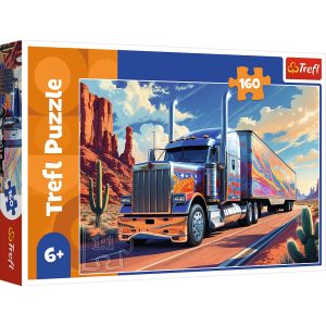 trefl puzzle 160 el Ciężarówka w trasie 15413, zabawki nino Bochnia, pomysł na prezent dla 6 latka, puzzle z tirem dla chłopca