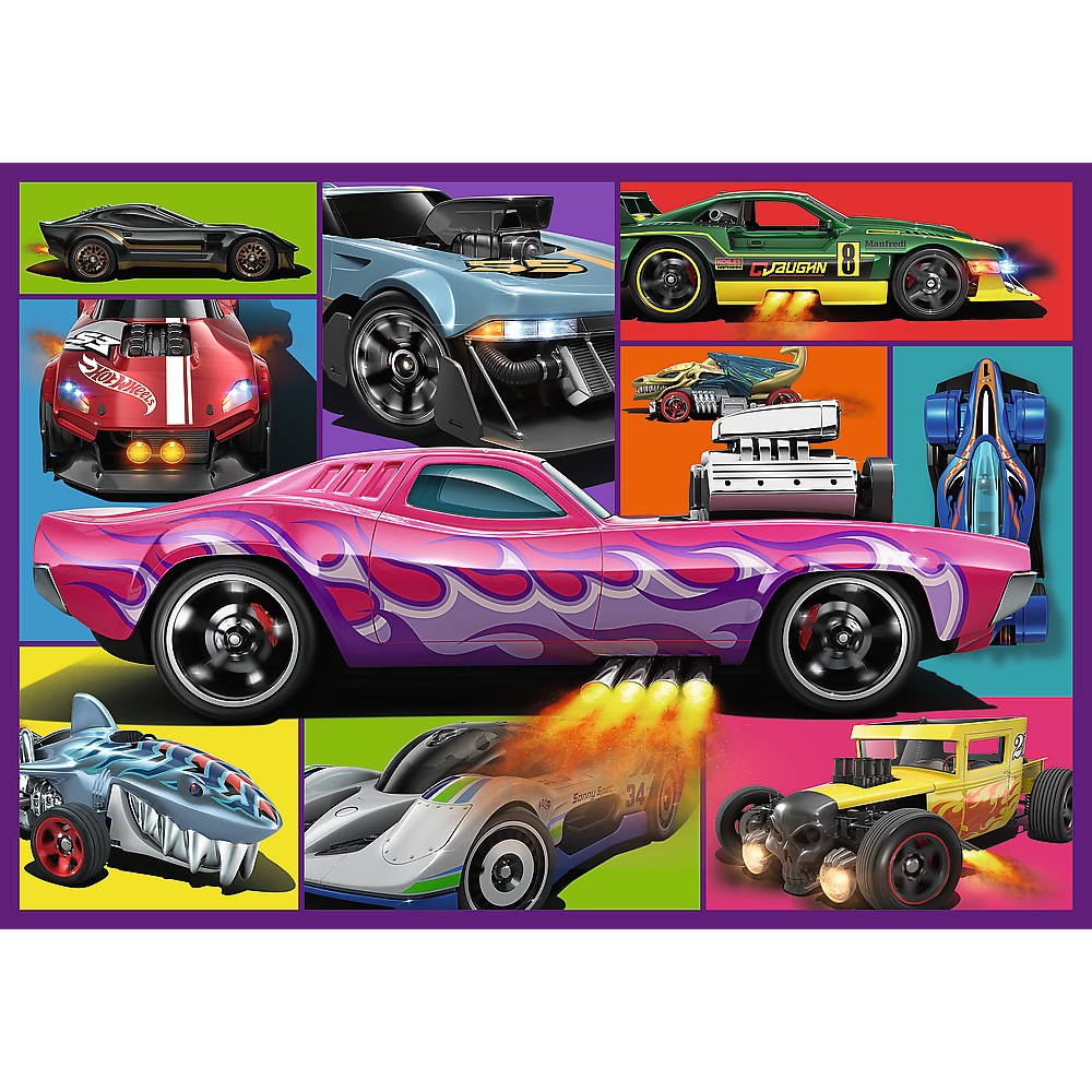 Puzzle 13312 Trefl Hot Wheels 4x250el. Wyścigowe auta, zabawki Nino Bochnia, pomysł na prezent dla 6 latka, puzzle 250 el Hot Wheels samochody