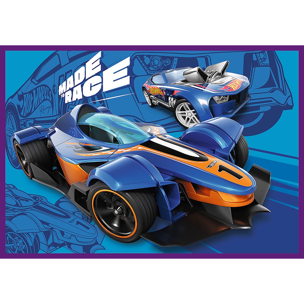 Puzzle 13312 Trefl Hot Wheels 4x250el. Wyścigowe auta, zabawki Nino Bochnia, pomysł na prezent dla 6 latka, puzzle 250 el Hot Wheels samochody