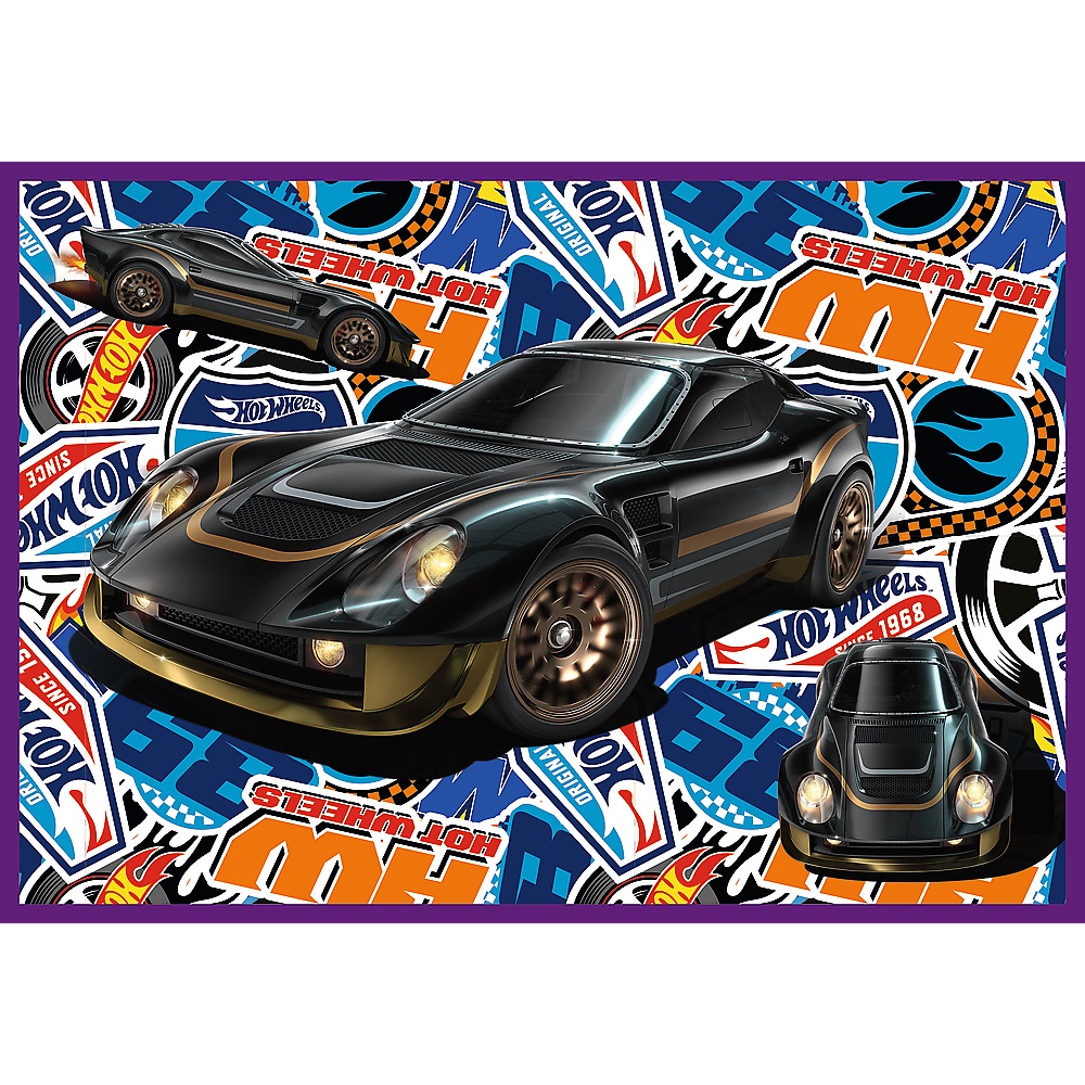 Puzzle 13312 Trefl Hot Wheels 4x250el. Wyścigowe auta, zabawki Nino Bochnia, pomysł na prezent dla 6 latka, puzzle 250 el Hot Wheels samochody