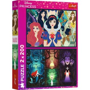 Trefl Puzzle 2x200 el Disney Princess Czarujące Księżniczki 13317, zabawki Nino Bochnia, pomysł na prezent dla 6 latki, puzzle z Księżniczkami