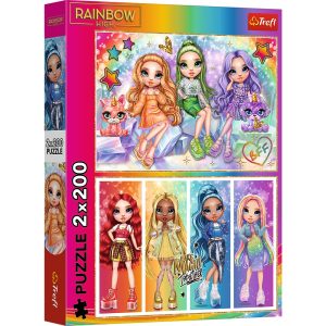 Trefl Puzzle 2x200 el Rainbow High Tęczowe lalki 13335, zabawki Nino Bochnia, pomysł na prezent dla 6 latki, puzzle 200 el. z rainbow high