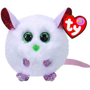 Maskotka pluszak ty Beanie balls puffies kulka świąteczna myszka Brie, zabawki Nino Bochnia, pomysł na dodatek do prezentu, pluszowa piłka kulka, maskotka pluszak myszka biała