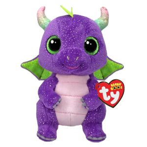 pluszak maskotka ty beanie boos smok Daphne, zabawki Nino Bochnia, pomysł na prezent dla 4 latki, fioletowy smok z brokatowymi oczami, maskotka smok dla dziewczynki