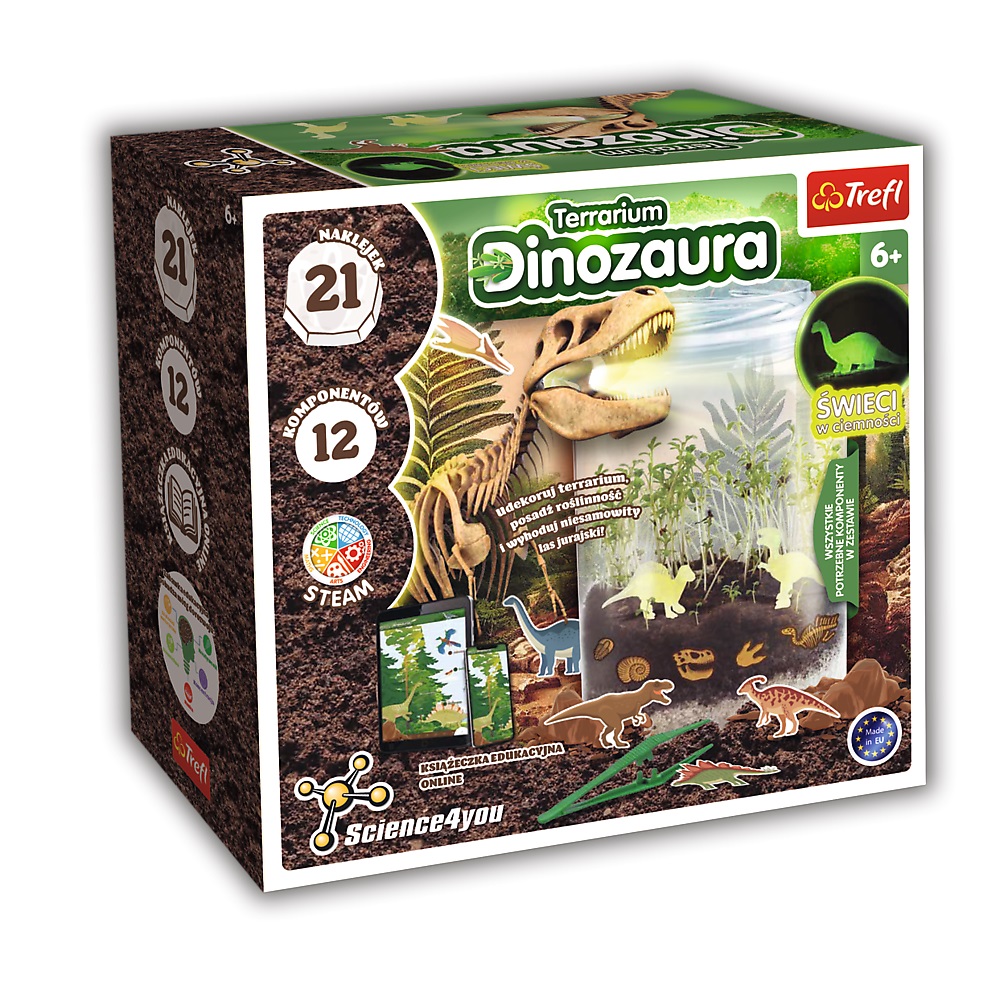 Trefl Science4you Zestaw Naukowy Terrarium Dinozaura 61939, zabawki Nino Bochnia, pomysł na prezent dla 6 latka, pomysł na prezent dla fana dinozaurów