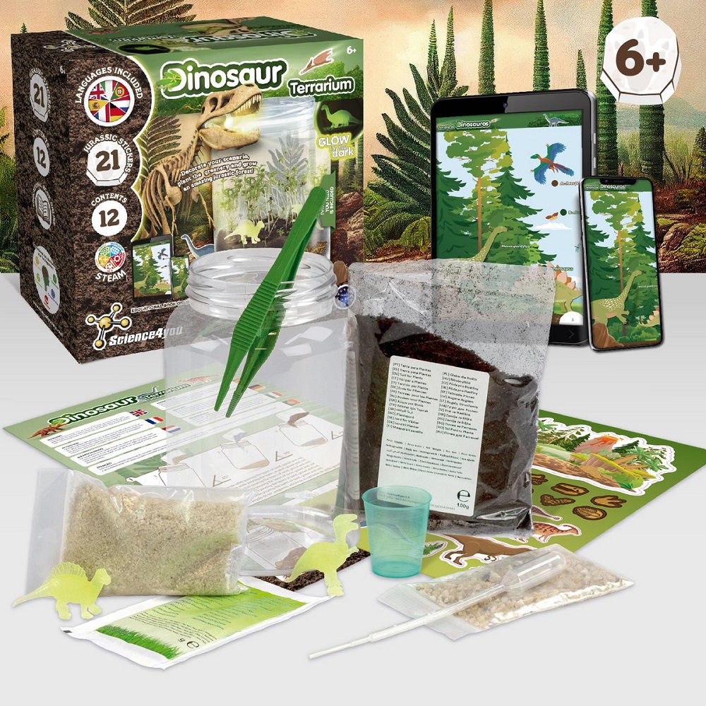 Trefl Science4you Zestaw Naukowy Terrarium Dinozaura 61939, zabawki Nino Bochnia, pomysł na prezent dla 6 latka, pomysł na prezent dla fana dinozaurów