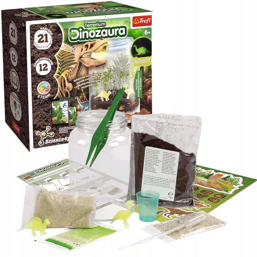 Trefl Science4you Zestaw Naukowy Terrarium Dinozaura 61939, zabawki Nino Bochnia, pomysł na prezent dla 6 latka, pomysł na prezent dla fana dinozaurów