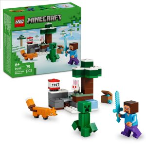 Klocki Lego Minecraft 21583 Przygoda Steve'a w tajdze, zabawki Nino Bochnia, pomysł na prezent dla 7 latka, lego minecraft 21583
