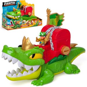 Magic Box Piratix Zestaw Krokodyl King Croc figurka kapitan Jawcrush, zabawki Nino Bochnia, pomysł na prezent dla 4 latka, krokodyl King Croc, zestaw Piratix z krokodylem