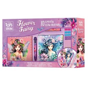 Toys Inn Zestaw kreatywny Flower Fairy Pamiętnik zestaw 10 elementów, zabawki Nino Bochnia, pomysł na prezent dla 5 latki, pamiętnik, kryształki do przyklejania na obrazek