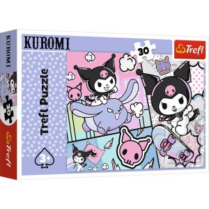 Trefl puzzle 30 el Kuromi zabawy z Kuromi 18325, zabawki Nino Bochnia, pomysł na prezent dla 3 latki, puzzle z Kuromi