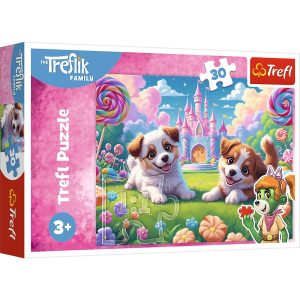 Trefl puzzle 30 el Świat pełen uśmiechu 18319, zabawki Nino Bochnia, pomysł na prezent dla 3 latki, puzzle z pieskami