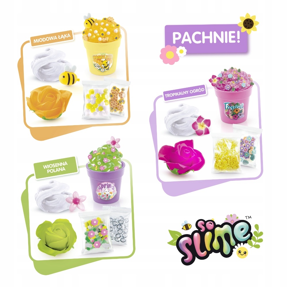 Epee So Slime Kwiatowe kreacje 3 doniczki masa plastyczna, zabawki Nino bochnia, pomysł na prezent dla 6 latki, slimy żele, masa plastyczna do modelowania