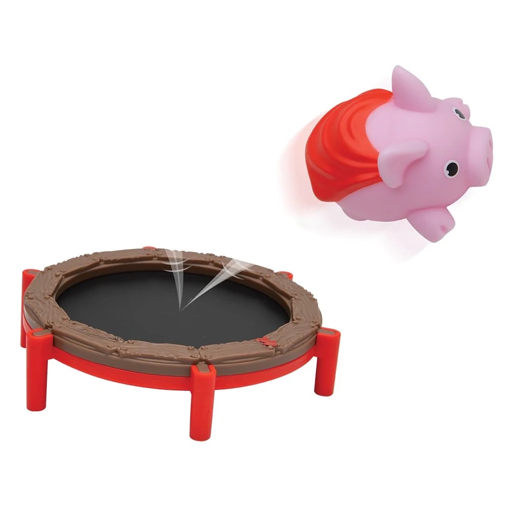 Goliath Gra świnie na trampolinie gra zręcznościowa, zabawki Nino Bochnia, pomysł na prezent dla 6 latka, gra zręcznościowa dla dzieci