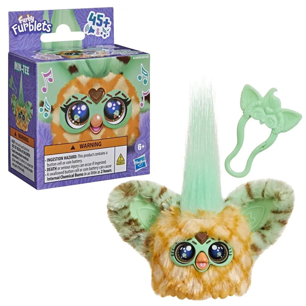 Hasbro Furby Furblets Furbiś interaktywna maskotka Min-Tee, zabawki Nino Bochnia, pomysł na prezent dla 6 latki, pluszowa maskotka interaktywna, kolorowy furby