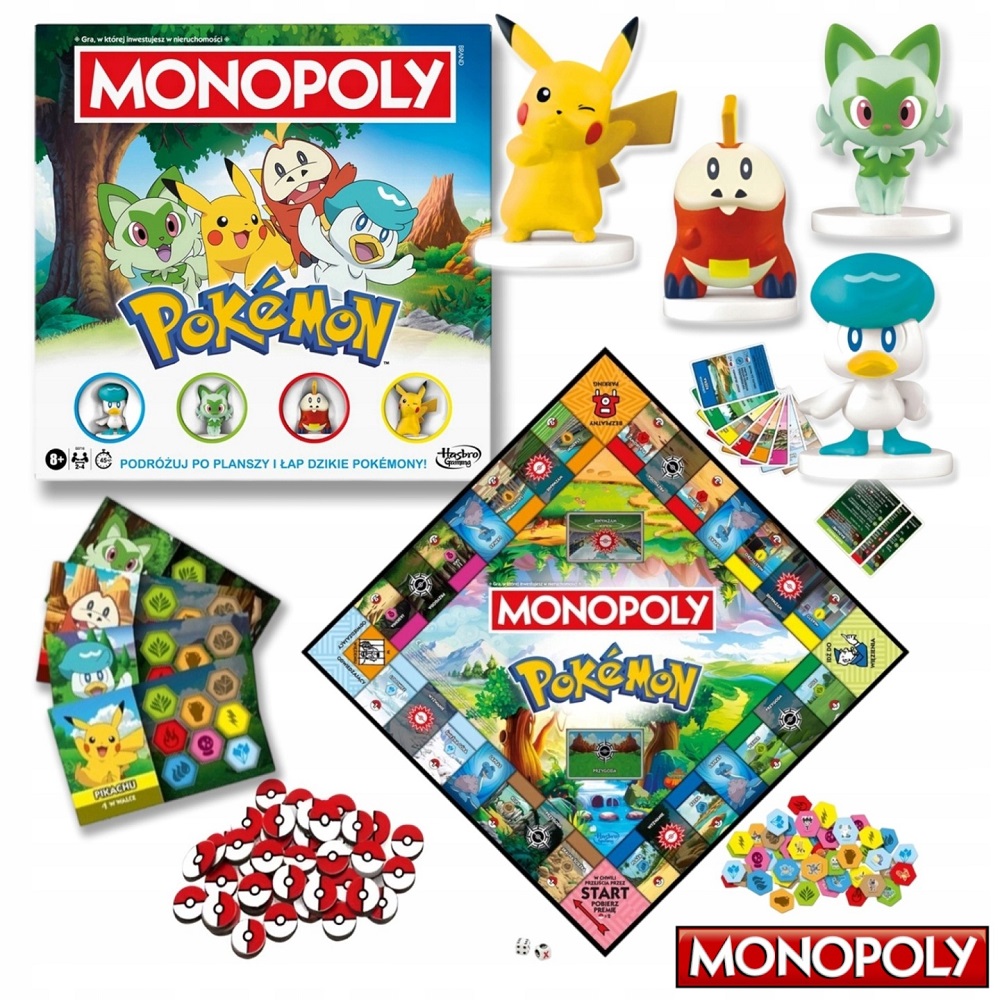 Hasbro Gra Monopoly Pokemon gra strategiczna, zabawki Nino Bochnia, gra strategiczna w pokemony, monopoly Pokemon