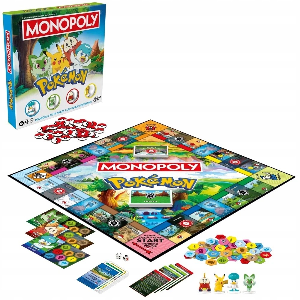 Hasbro Gra Monopoly Pokemon gra strategiczna, zabawki Nino Bochnia, gra strategiczna w pokemony, monopoly Pokemon