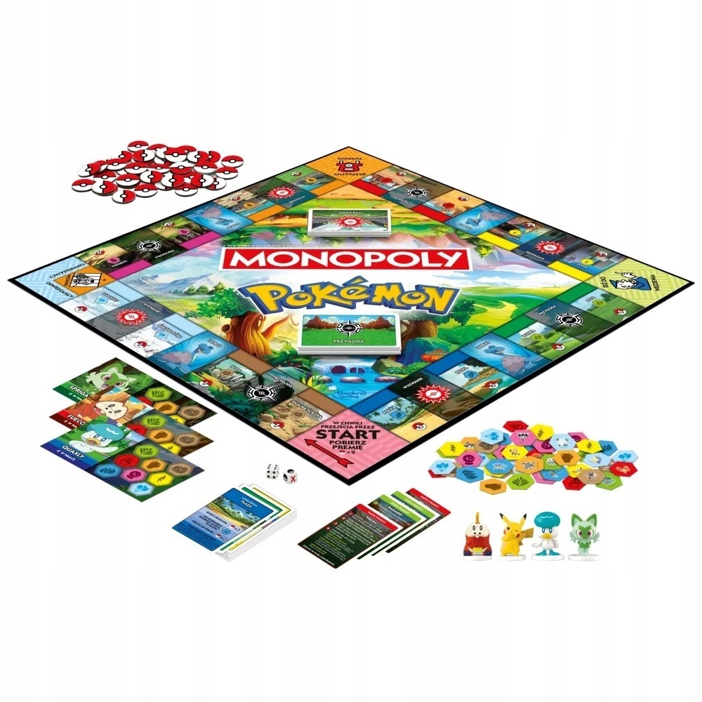 Hasbro Gra Monopoly Pokemon gra strategiczna, zabawki Nino Bochnia, gra strategiczna w pokemony, monopoly Pokemon