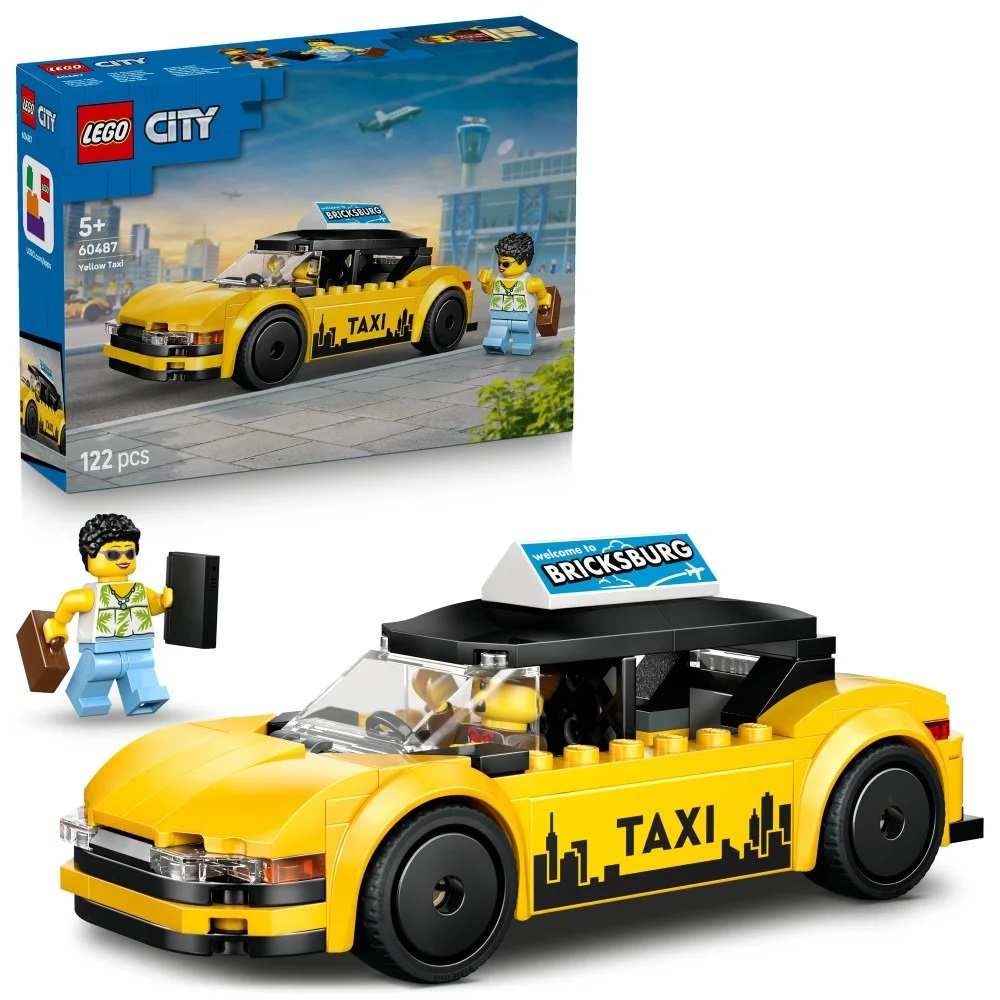 Klocki Lego City 60487 Żółta taksówka, zabawki Nino Bochnia, pomysł na prezent dla 5 latka, lego city klocki lego 60487, żółte taxi